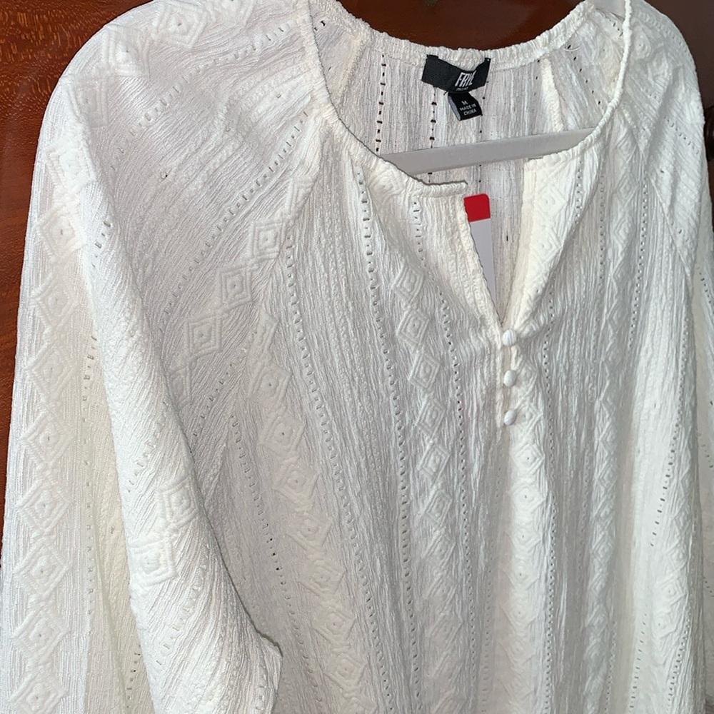 Frye "Salt Breeze " Creamy Pale Yellow Blouse with Textured Design - Picture 2 of 5